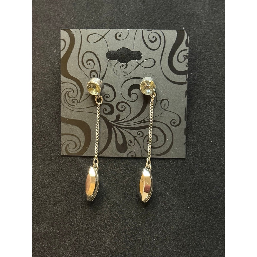 NWT Silver metallic drop earrings with chain detail